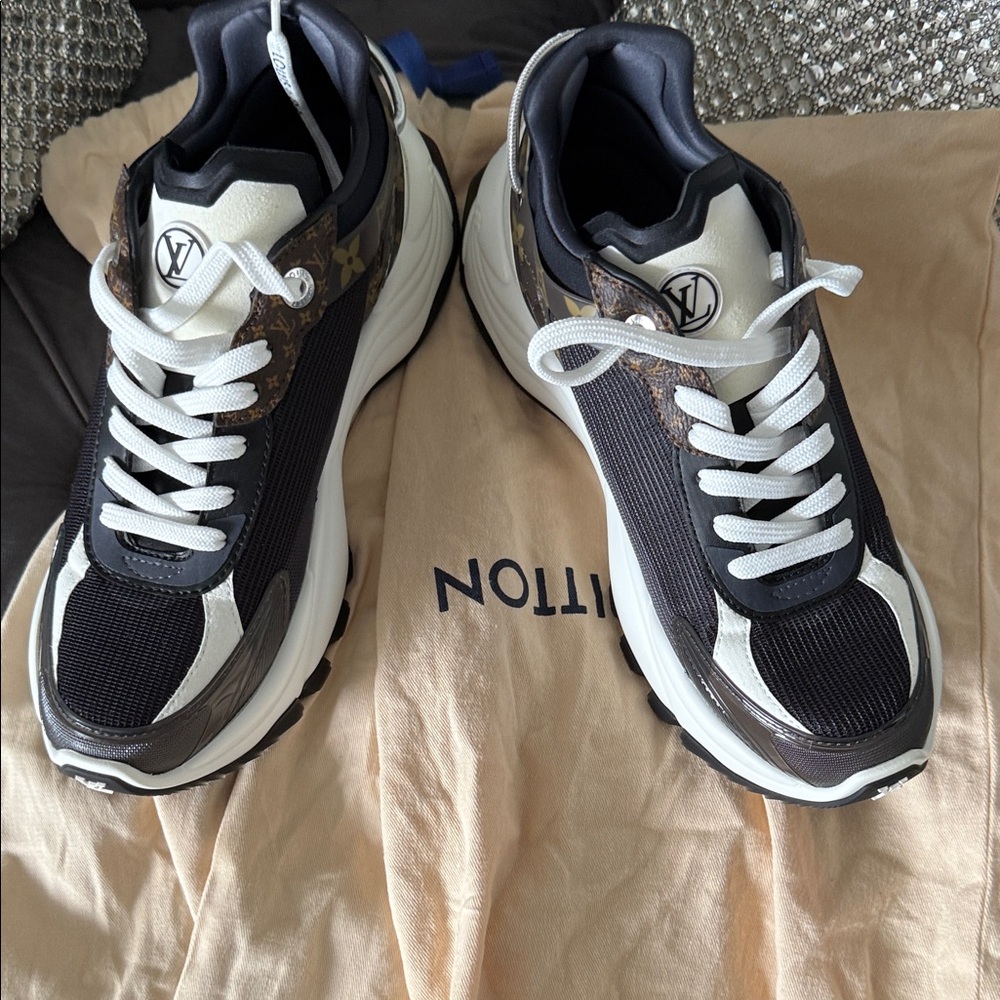 Louis Vuitton Black, White, and Brown Sneakers